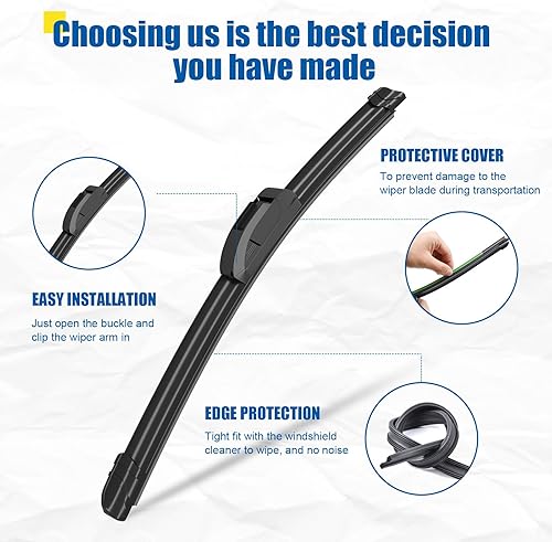 Miniatura 5 de HRSNO Limpiaparabrisas de 26 + 18 pulgadas con limpiaparabrisas trasero de 16 pulgadas, repuesto automotriz para Toyota Prius 2004-2009, fácil de