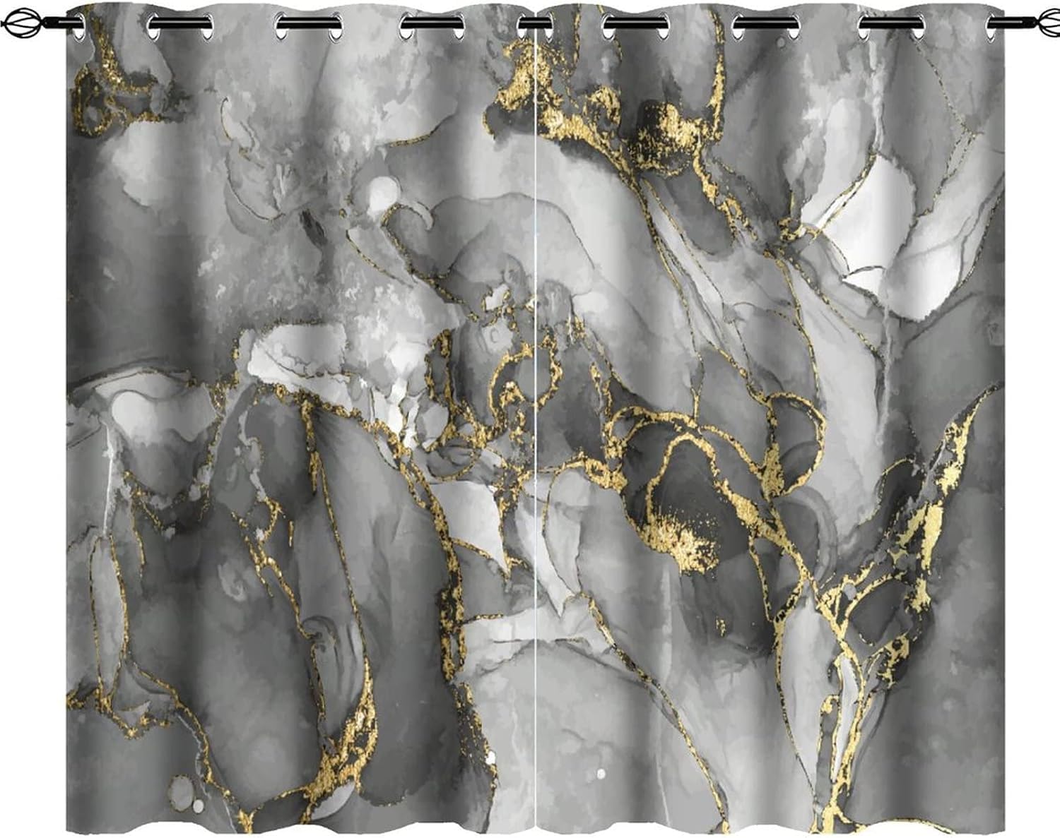 Rideaux occultants design marbre abstrait à oeillets haut de gamme