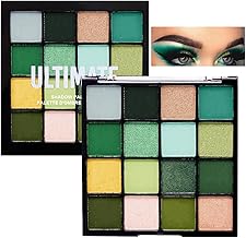 16 Farbe Grüne Lidschatten Palette - Schimmernde Lidschattenpalette Matte und glitzernde Lidschatten Paletten - Wasserdicht, Hochpigmentiert Dunkel, Gelb, Grün, Augen Make-Up (Grün)