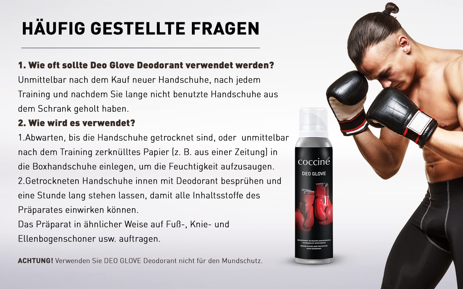Cocciné - Deodorant für Boxhandschuhe, Fitness Handschuhe und Gym Handschuhe, Deo Spray für Boxhandschuhe Männer und Damen, Antibakterielle Geruchsentferner, Deo Box Handschuhe Gegen Geruch - 3st.