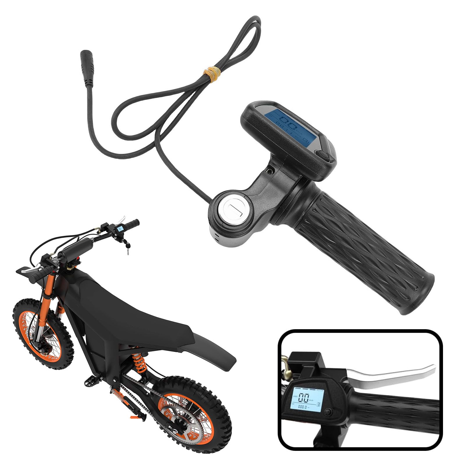 Akozon Gashebel mit Integriertem Display, LCD-Ersatzdrehgas für Elektro-Dirtbike Tuttio Soleil 01 Kugoo Wish 01
