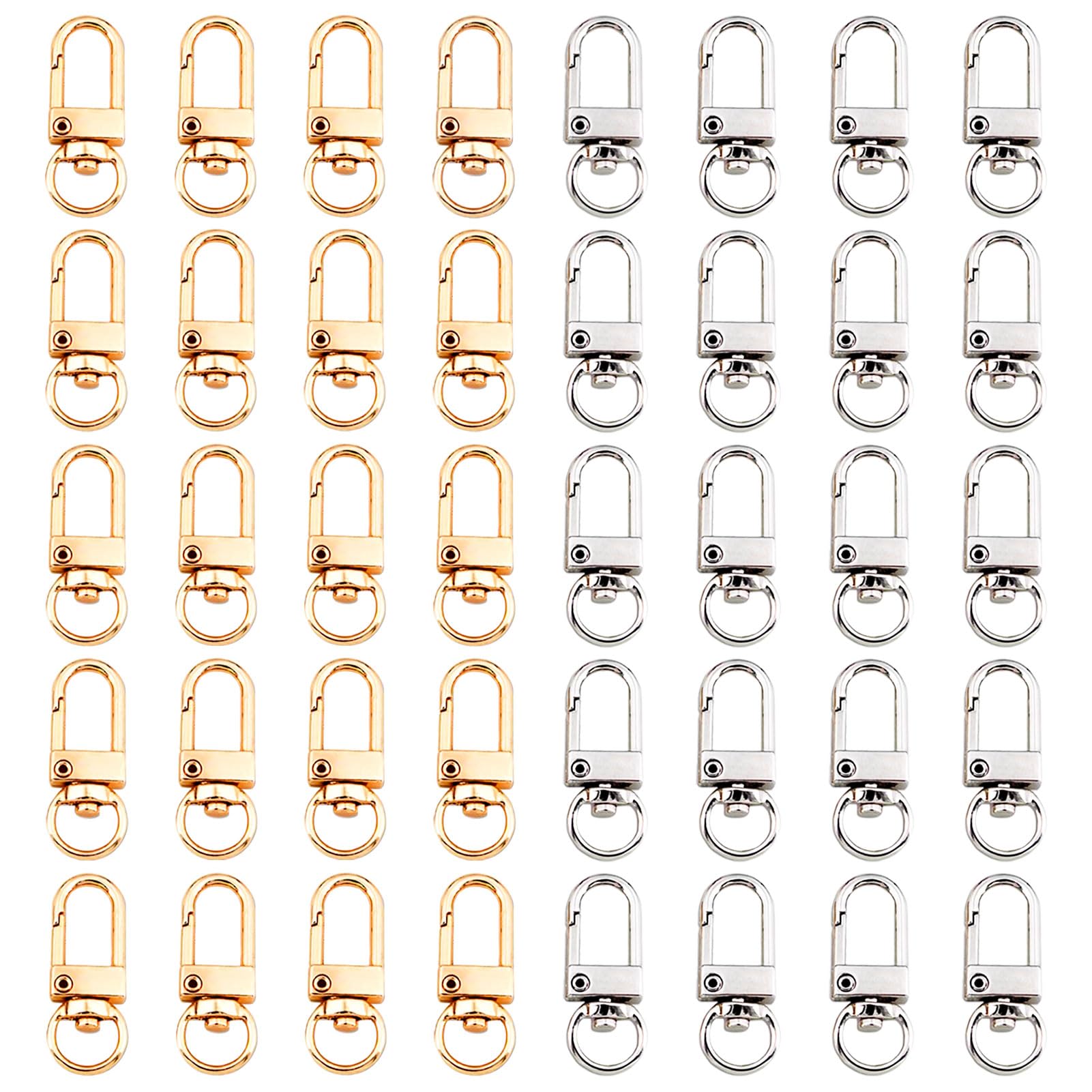 Lot De 40 Anneaux Et Mousquetons Porte-clés En Acier Inoxydable - 20 Mousquetons + 20 Anneaux, Longueur 3.2cm - Pour Bricolage, Organisation, Sport
