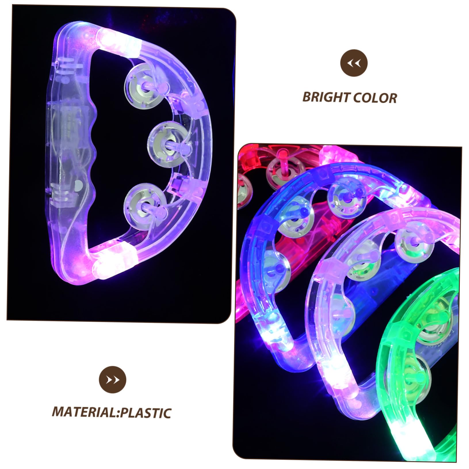 8 Piezas Panderetas Portátiles con Luces LED Accesorios Luminosos para Fiestas Instrumentos de Percusión Divertidos para Eventos y Celebraciones Color Aleatorio