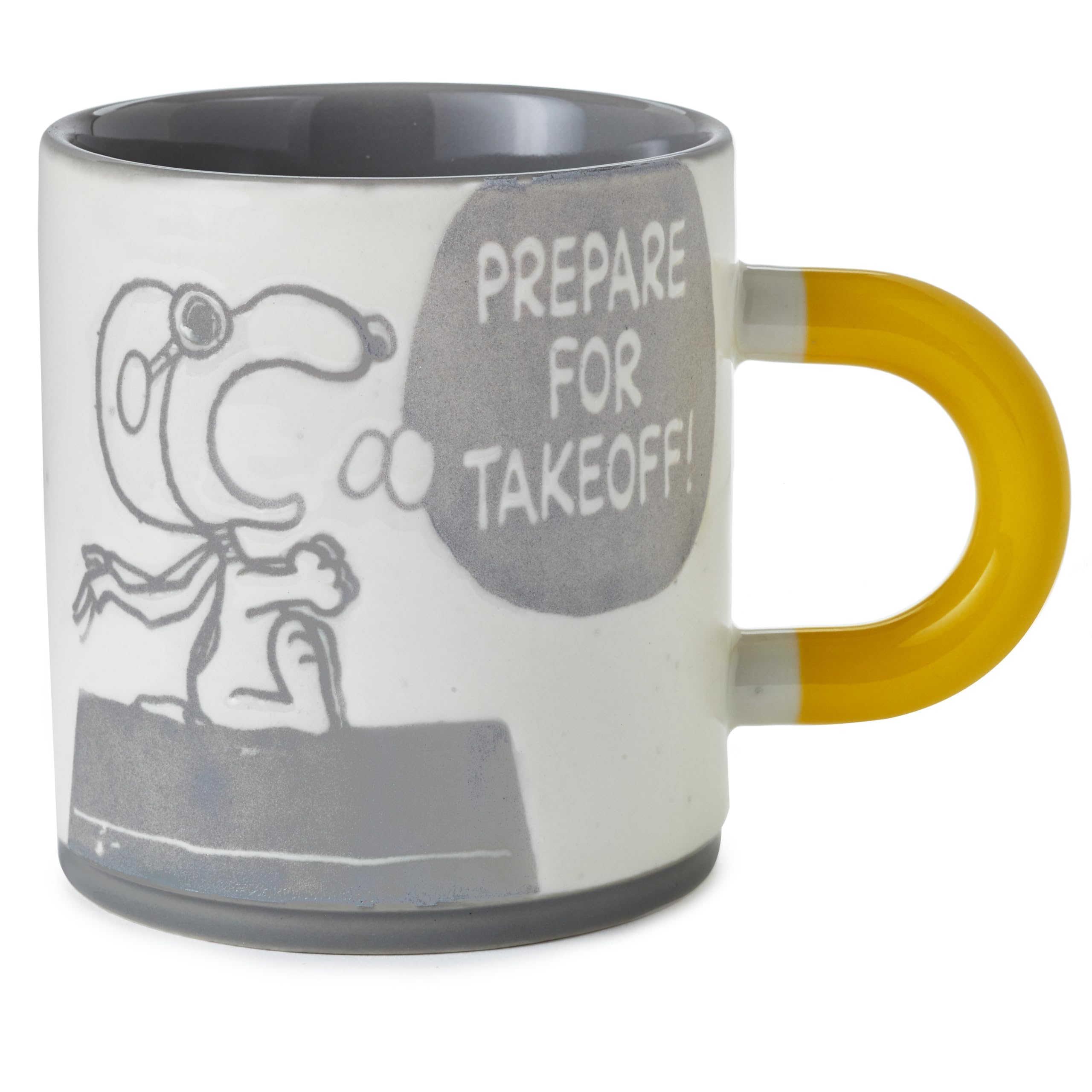 Hallmark Ceramic Mug, Peanuts Mug, Ceramic Mug, Snoopy, Grey, Yellow