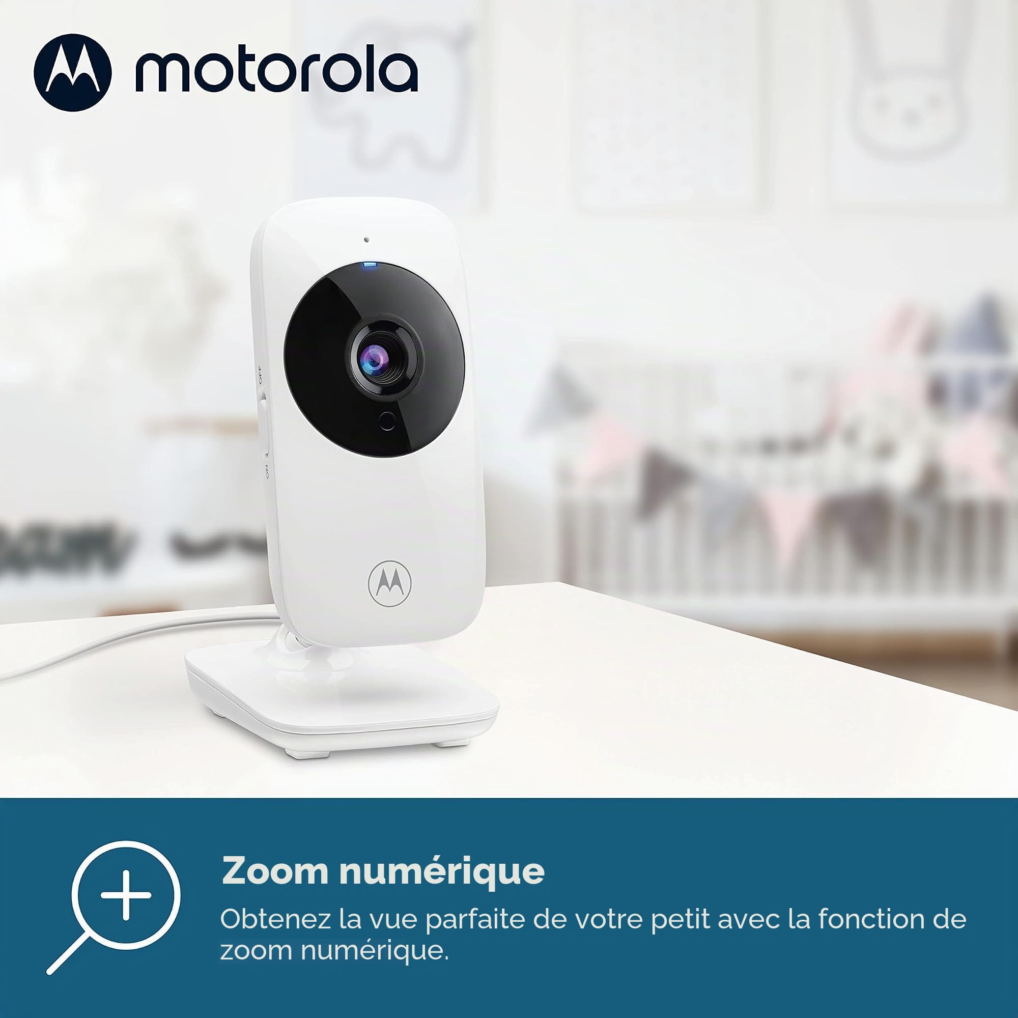 Motorola Nursery VM482 - Babyphone avec caméra - écran couleur 2,4 pouces - Vision Nocturne Infrarouge - Zoom Numérique - Température - Blanc