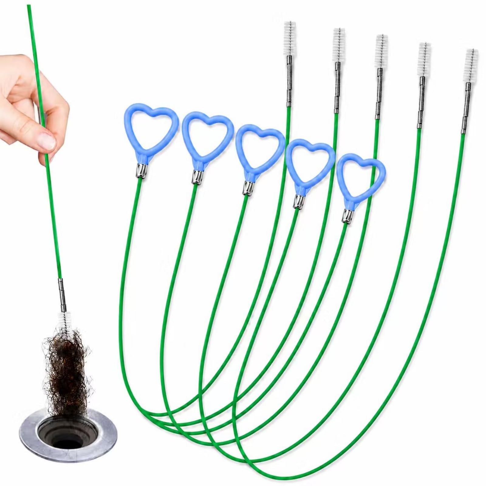 VBK Drain Cleaning Brush 5 Pack 78.7 Inch Flexible for Car Fridge Pipe
