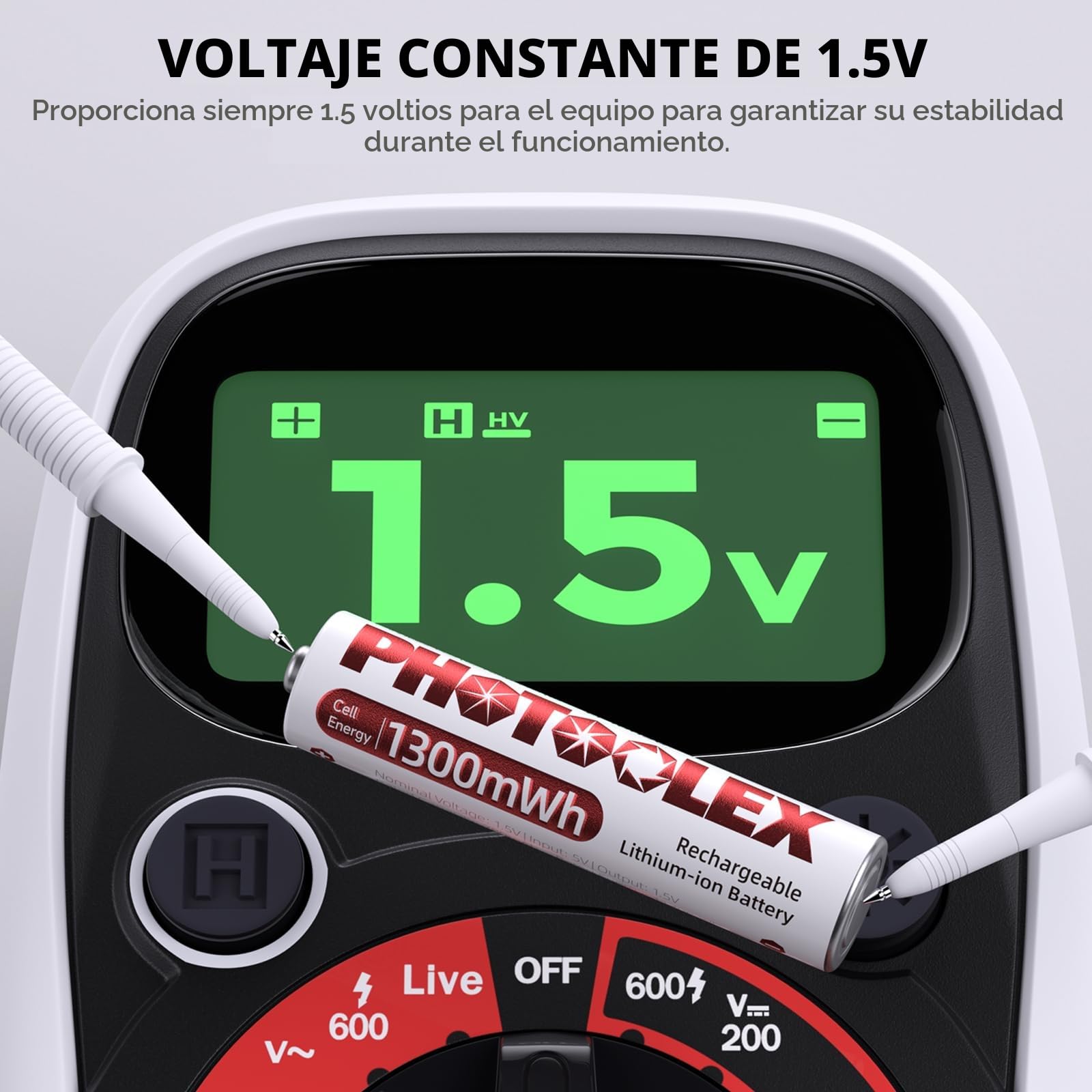 PHOTOOLEX AAA Rechargeable Lithium Batteries (8 Pieces) with Charger, 1300 mWh AAA Lithium Batteries 1.5 V Constant Voltage, 1600+ Cycle Rechargeable Batteries for Home Equipment