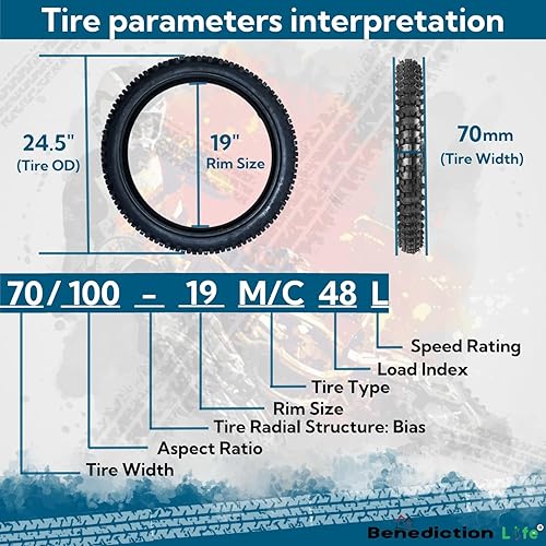 Miniatura 5 de Neumático delantero de 70100-19 pulgadas y neumático trasero de 90100-16 pulgadas con tubo para motocicletas Dirt Pit de 50 cc-150cc, motocross de