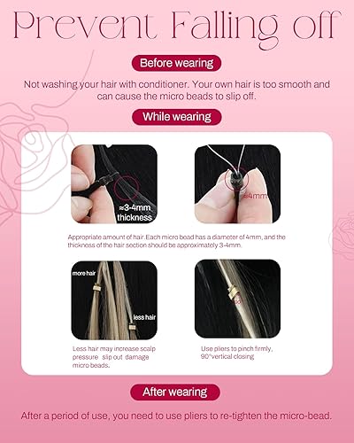 Miniatura 7 de Moresoo - Extensiones de cabello con microanillo, 100% cabello humano real, pelo suave, 1.76oz-50 g50s