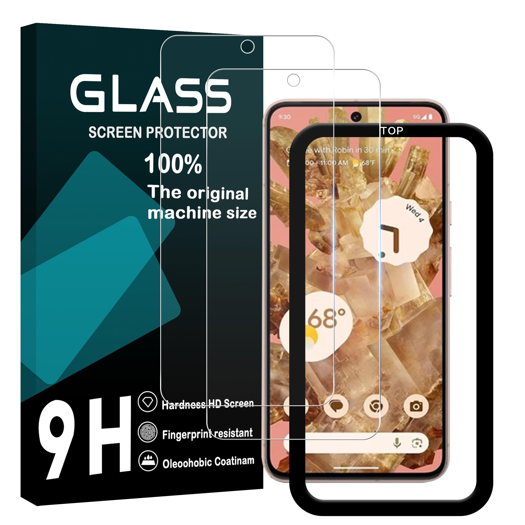 対応 Google Pixel 8A 5G フィルム 指紋ロック解除対応 ガイド枠付き 【2枚セット-AGC旭硝子素材】 対応 Pixel 8a ガラスフイルム ピクセル8a 液晶保護フィルム レンズ保護フィルム ケース 【 硬度9H 耐衝撃 飛散防止 超薄 気泡ゼロ 高感度 撥油性 指紋防止 超耐久 ラウンドエッジ加工 】