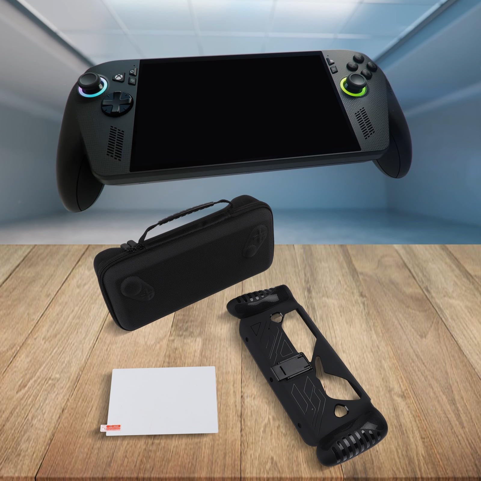Custodia protettiva per ROG X, custodia protettiva in TPU con vetro temperato e custodia per console Xbox Ally-X, pelle antiurto con impugnatura antiscivolo, nero (trasparente)