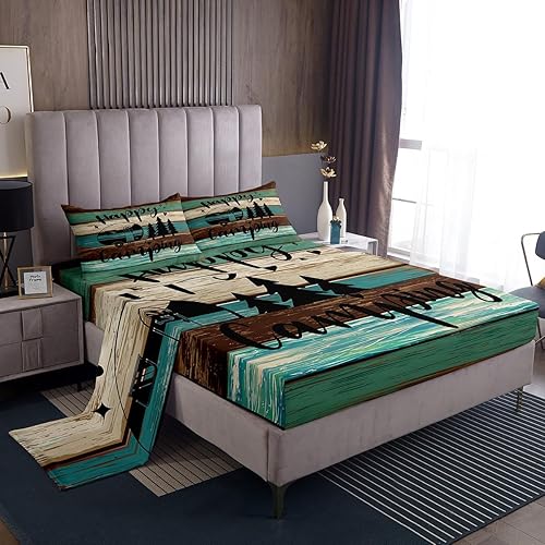 Vista 107 de Juego de sábanas para cámper tamaño matrimonial para niños y niñas, sábanas de madera para adolescentes de Happy Camping Farm, accesorios de Multi 04