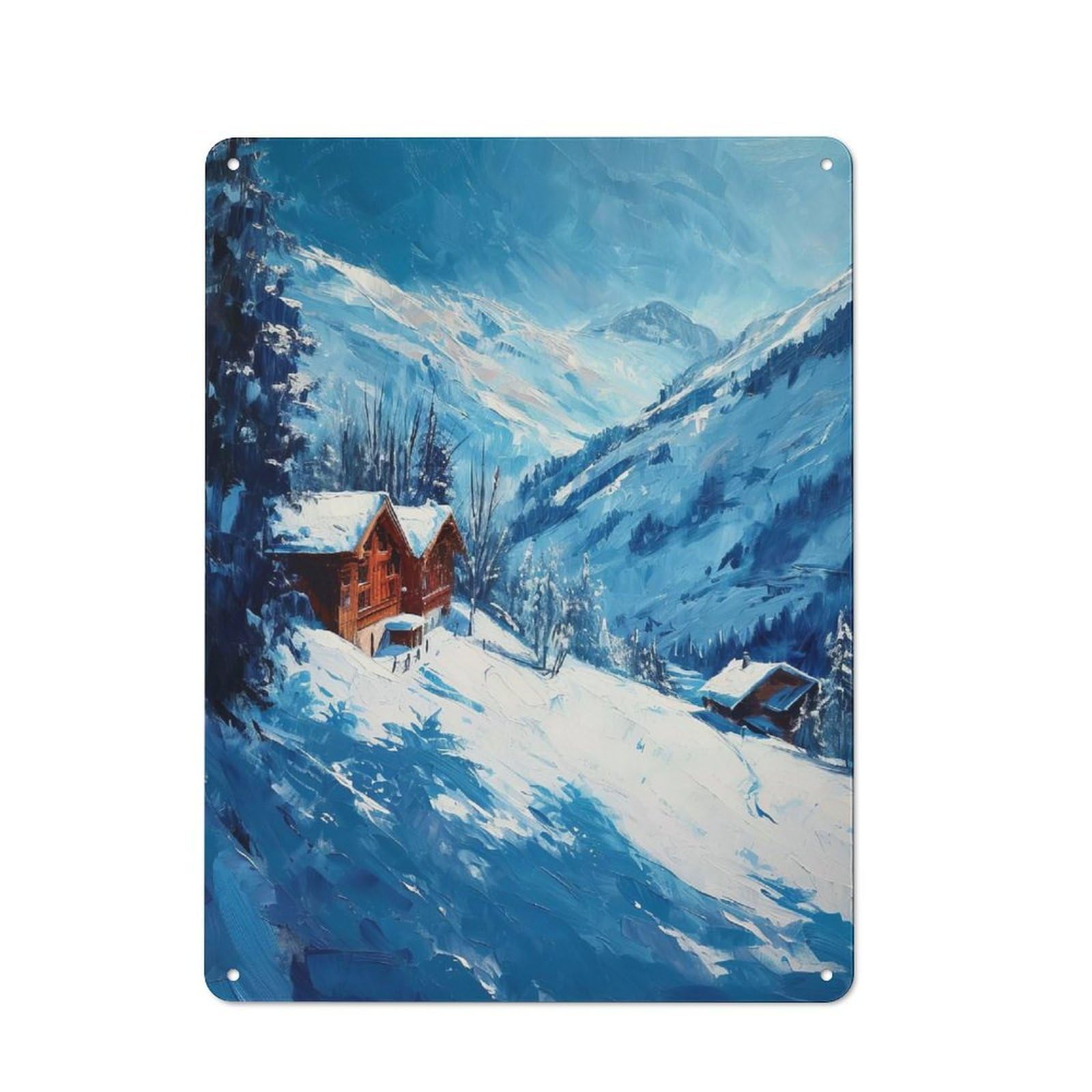 Junmoney Style-15 Mountain Retreat Warehouse Style Metal Wall Decor 40X30cm, Tin Wall Sign For Modern Home, Workshop, Office Or Cafe