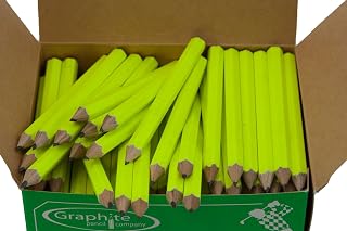 Half Pencils Sharpened Hex (No Eraser) (Golf Pencils, Pew Pencil, Score Pencil, Short Pencil) (Neon Yellow)(Bulk Box of 288)