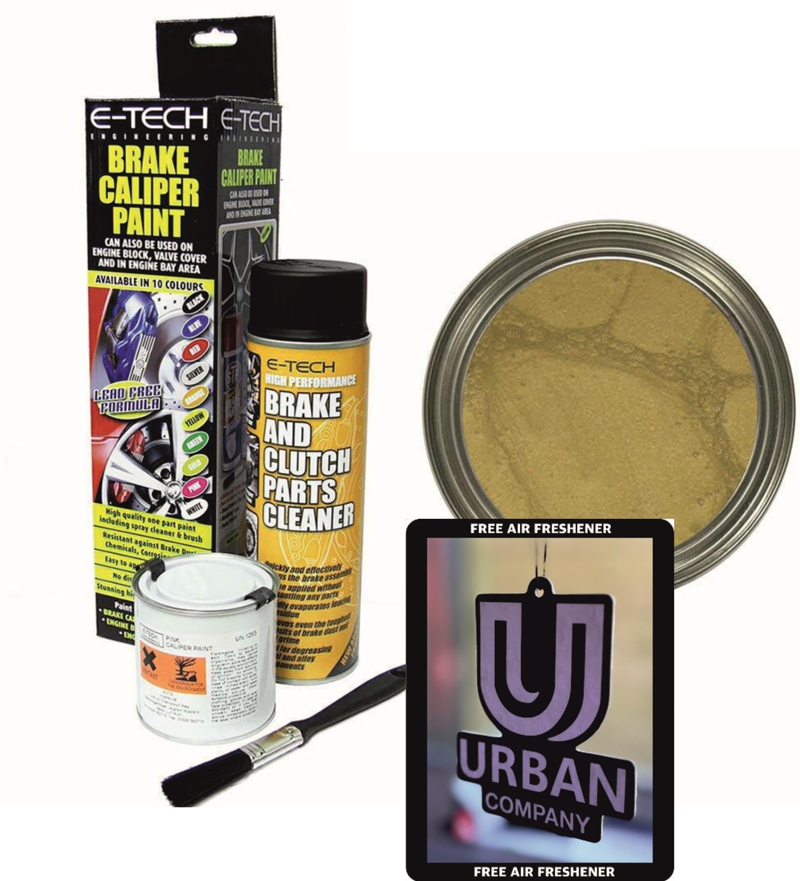 The Urban Company Gold Brake Caliper Paint Complete Kit Inc Paint/Cleaner & Brush Enough For Calipers Inc Free Air Freshener