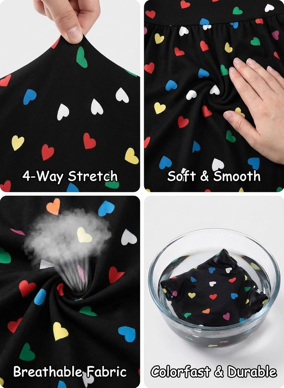Toddler Girls Valentine Dress - Cute Kids Rainbow Heart Print Casual Ruffle Long Sleeve Fall Clothes