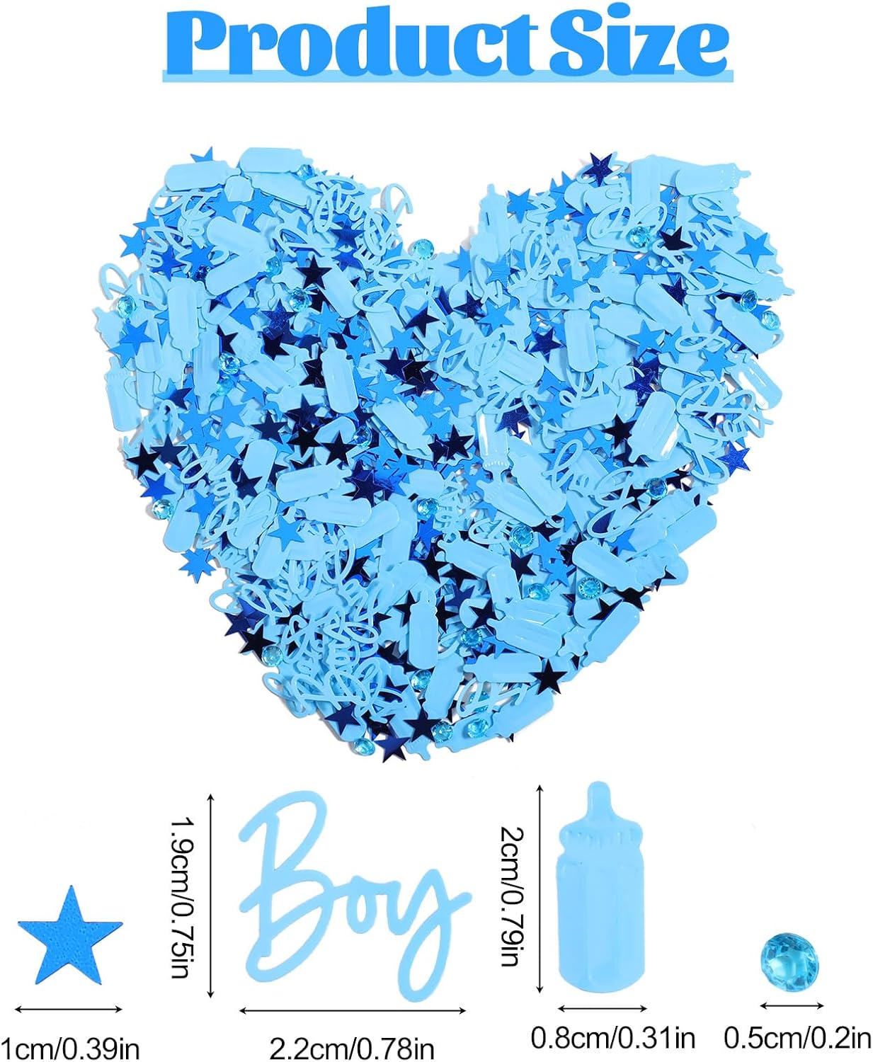 1000 Pcs Baby Shower Confetti Baby Shower Decorations Boy Rhinestones Stars Baby-Bottles Blue Table Confetti Sprinkle Decorations Gender Reveal Party Supplies (Blue)