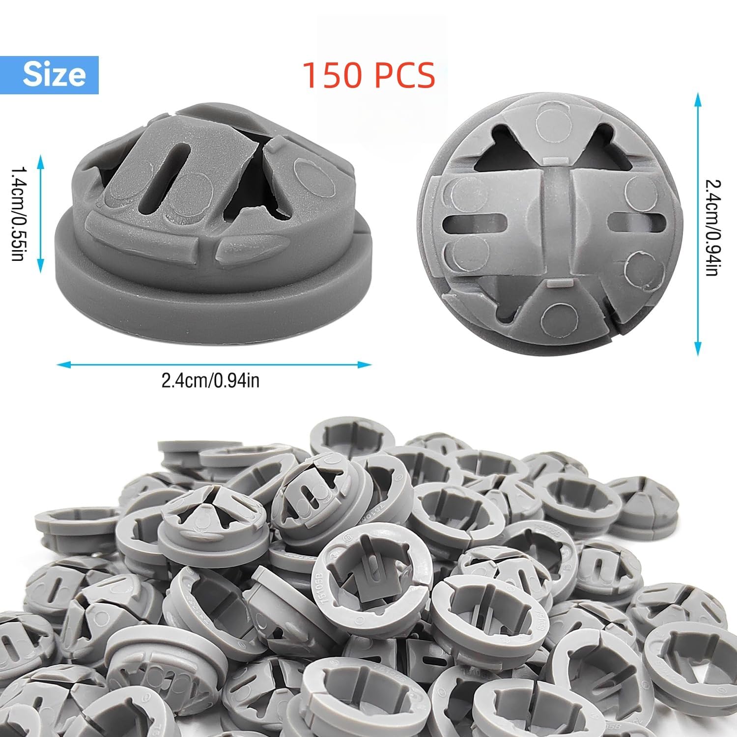 150 Pcs of 3/8-1/2 Inch Electrical Wire Box Connectors, Wire Connectors Push-in, for Romex Clamp Cable Connector, Non-Metallic Button Push Electrical Box Cable, Fits for 1/2 Inch Knockouts