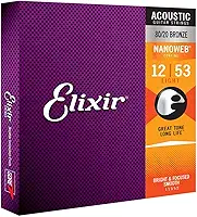 Encordoamento .012 Elixir 11052, para Violão Aço, Light Bronze 80/20 Nanoweb