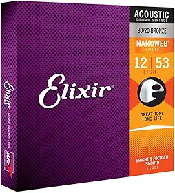 Encordoamento .012 Elixir 11052, para Violão Aço, Light Bronze 80/20 Nanoweb
