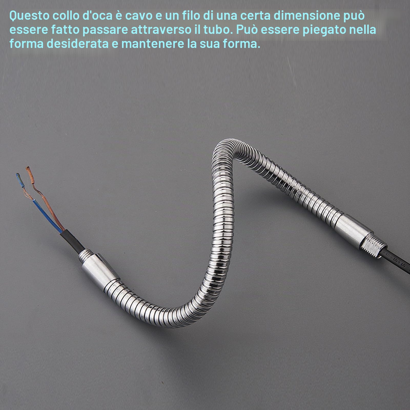 PATIKIL 13,8" Tubo Flessibile Universale Collo Cigno, 2pz M10 Prolunga Tubo Morbido Braccio Flessibile in Metallo Pieghevole a Filettatura Fine per Lampada Attrezzatura, Tono Argento