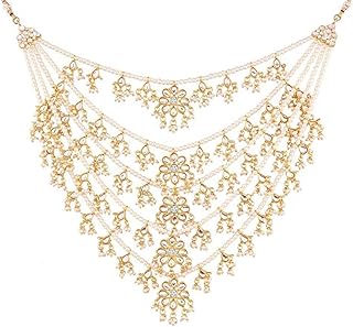 I Jewels Designer Multi Stand Pearl & Kundan Maharaja Haar Groom Necklace Set for Men (MLP27W) Price In India