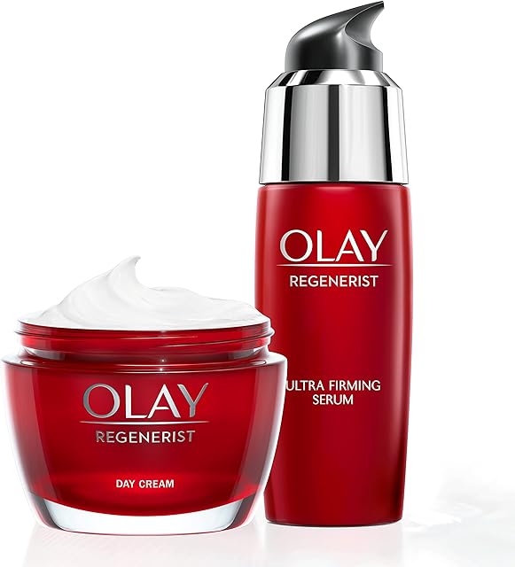 Olay Regenerist Anti-Ageing Face Serum + Face Cream Moisturiser With Niacinamide, Skin Care Set with Firming Powerful Amino-Peptide Complex II, Reduces The Look Of Lines & Wrinkles, 2x 50 ml