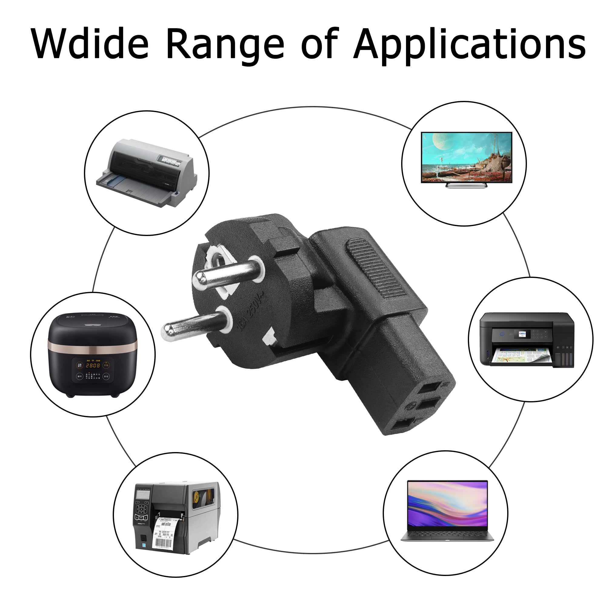 YAODHAOD Adapter Schuko na IEC c13 C5, złącze do urządzeń zimnych, złącze C5, styk ochronny do laptopa lub kabla C13, urządzeń PS3, PS4 PRO