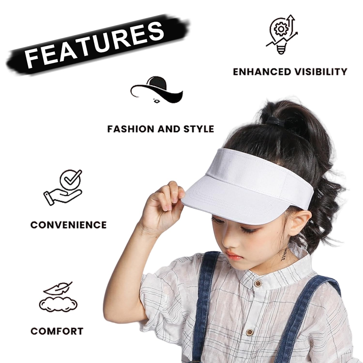 Gorra de verano para niños de 4 a 10 años, visera ajustable para golf, tenis, playa, verano, deportes