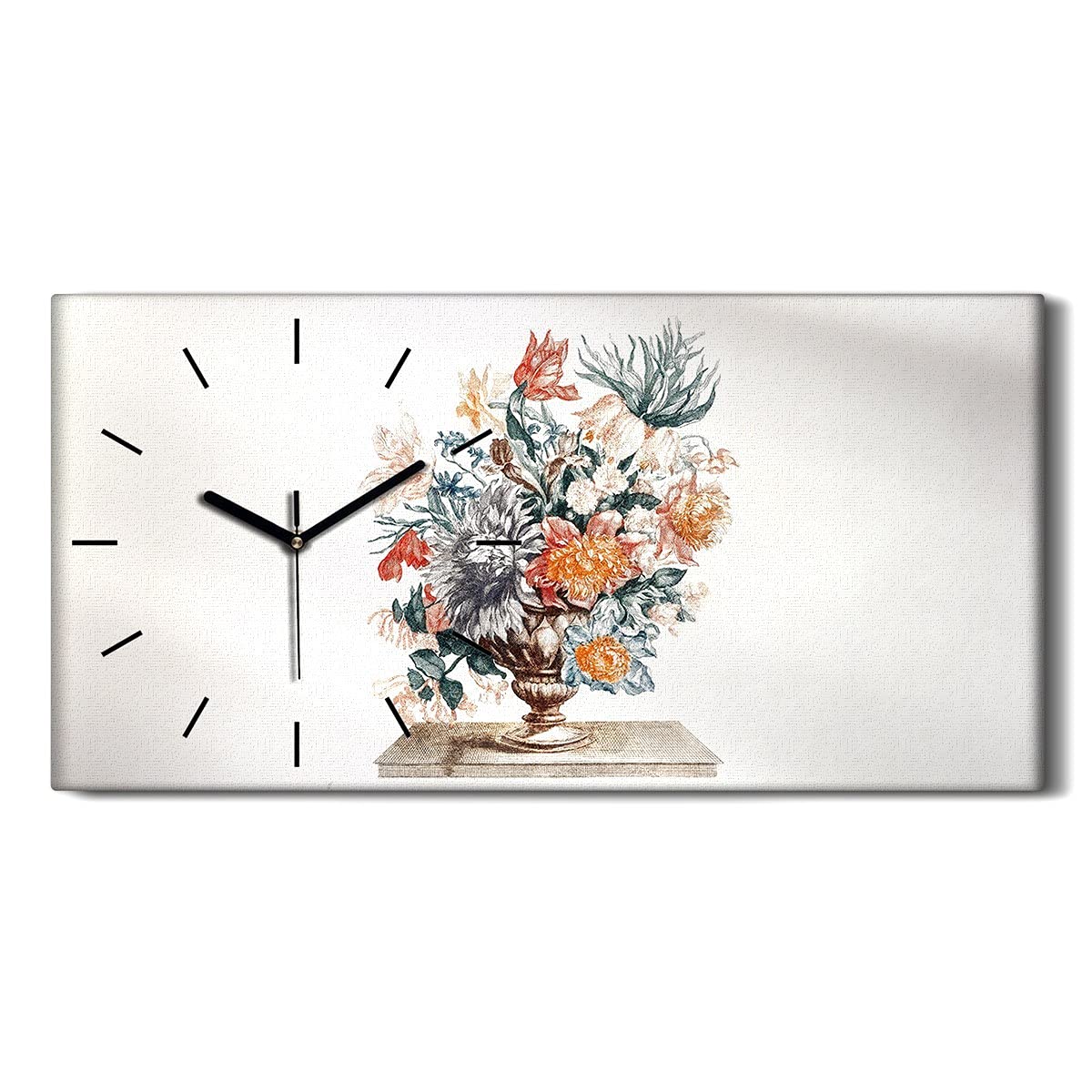 Horloge sur Toile Art Moderne Salon - Décoration Murale Plantes 60x30
