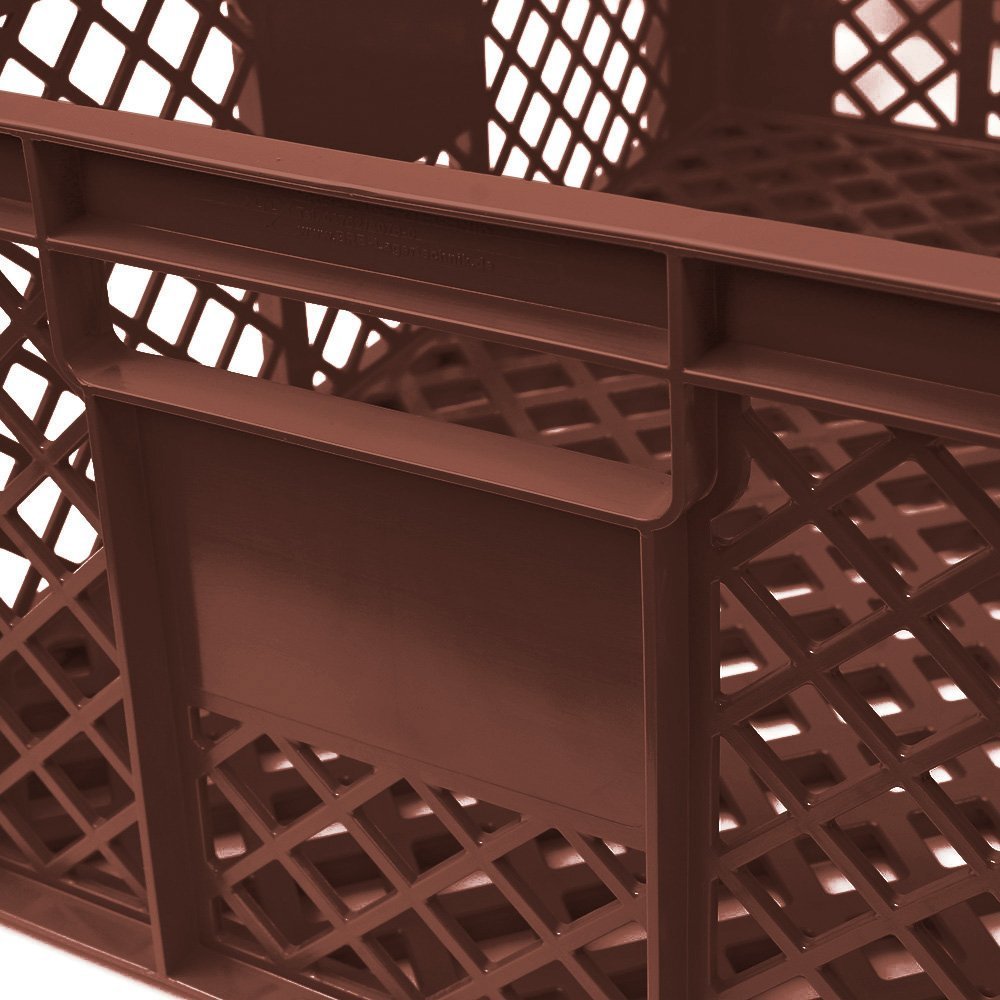 Juego de 6 cestas perforadas y apilables, calidad industrial, aptas para alimentos, 600 x 400 x 240 mm, color marrón