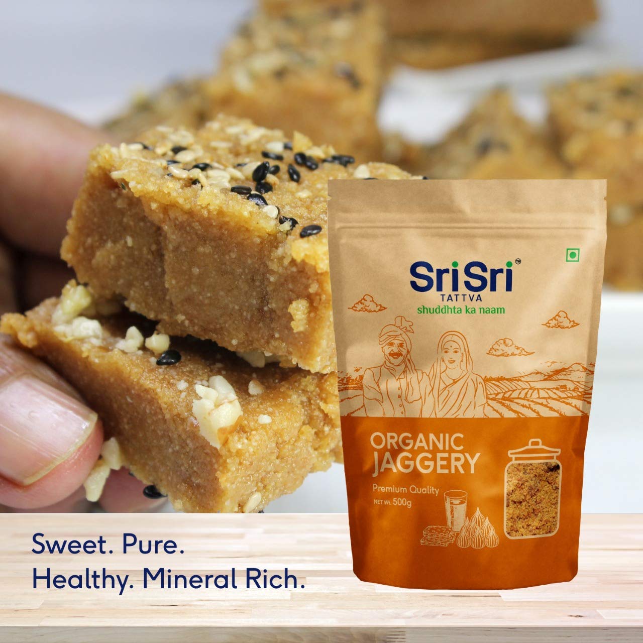 Sri Sri Tattva Organic Jaggery, 500g (Pack of 2)