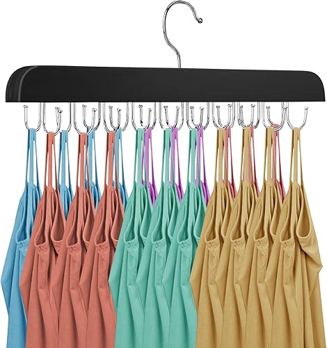 Miniatura 7 de Leccod Percha sin mangas mejorada, perchas para sujetadores, de madera resistente, rotación de 360, antideslizante, 24 ganchos de metal plegables,