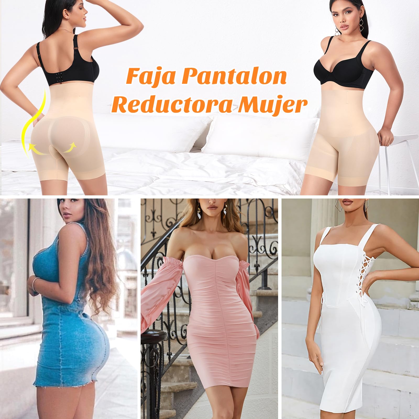 YARRCO Braga Fajas Reductoras Mujer Abdomen Faja Reductora Adelgazante Faja Pantalon Sin Costuras Moldeador Braga Postparto Vientre Plano Cintura Alta Invisible Control de Barriga