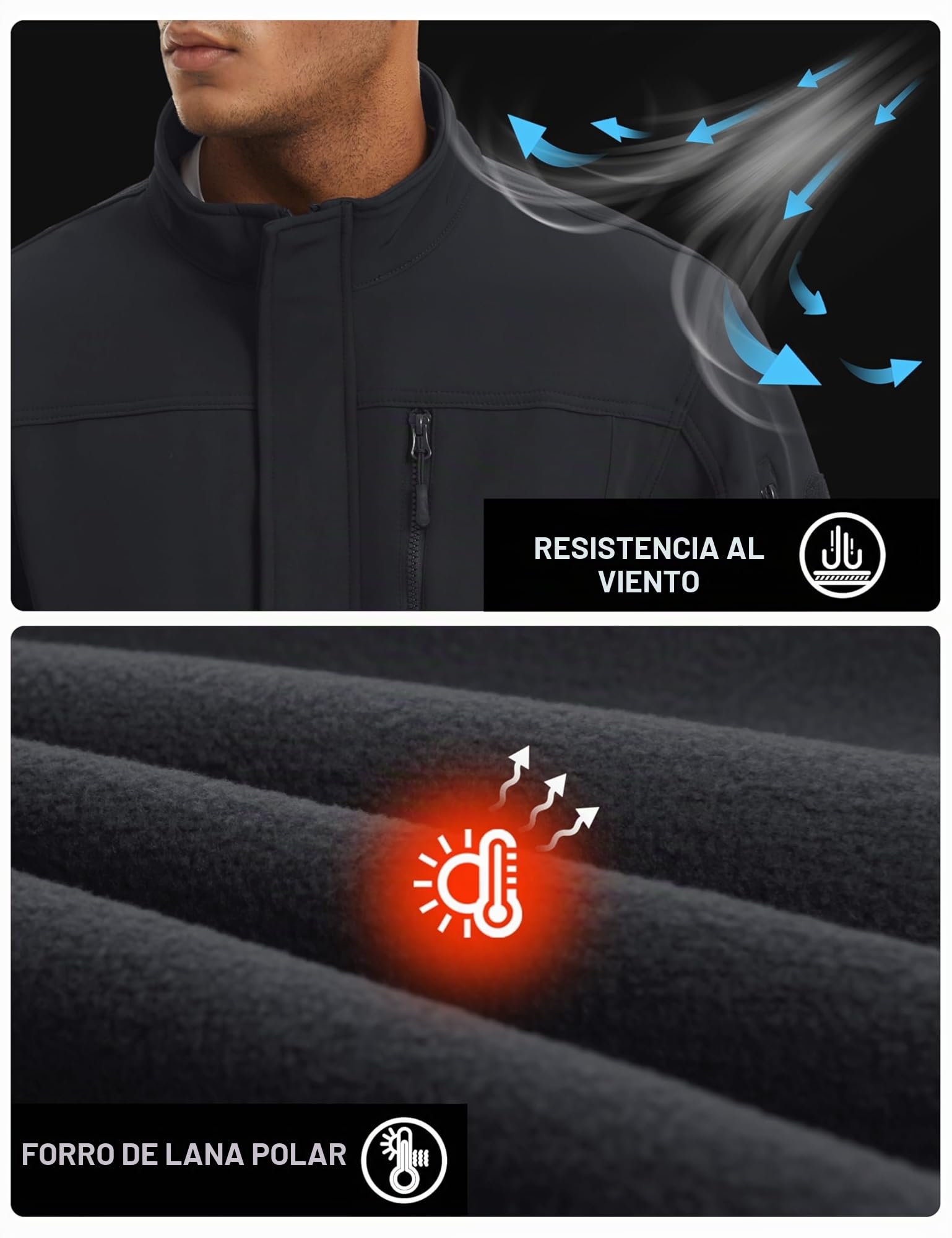 TACVASEN Chaqueta Militar Chaqueta Polar Impermeable para Hombre Chaqueta Táctica de Invierno Chaqueta Bomber Bolsillos