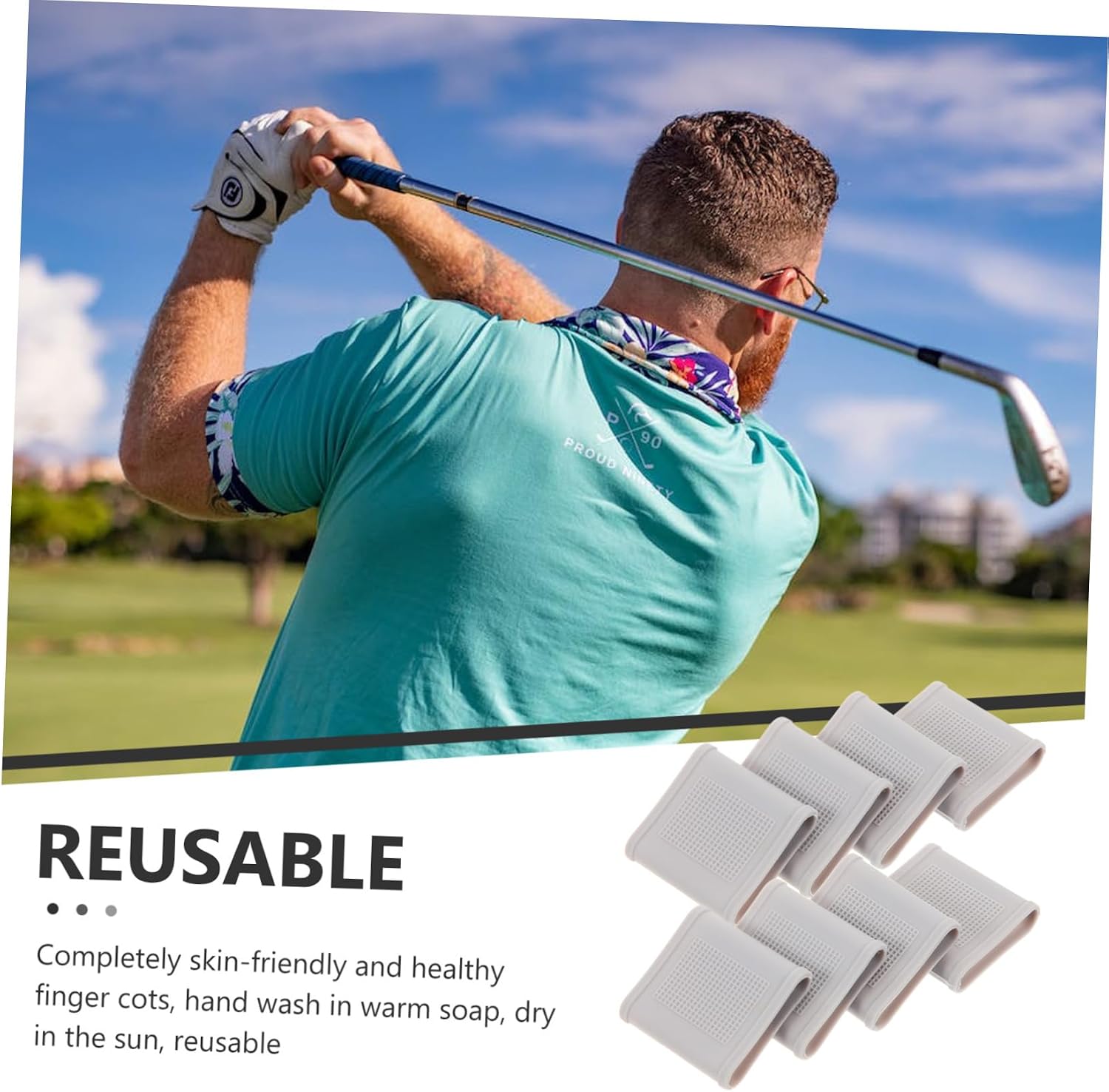 VANZACK 32pcs Golf Finger Sleeves Wear-Resistant Tape for Dry Hands Golfing Accessories Finger Guard