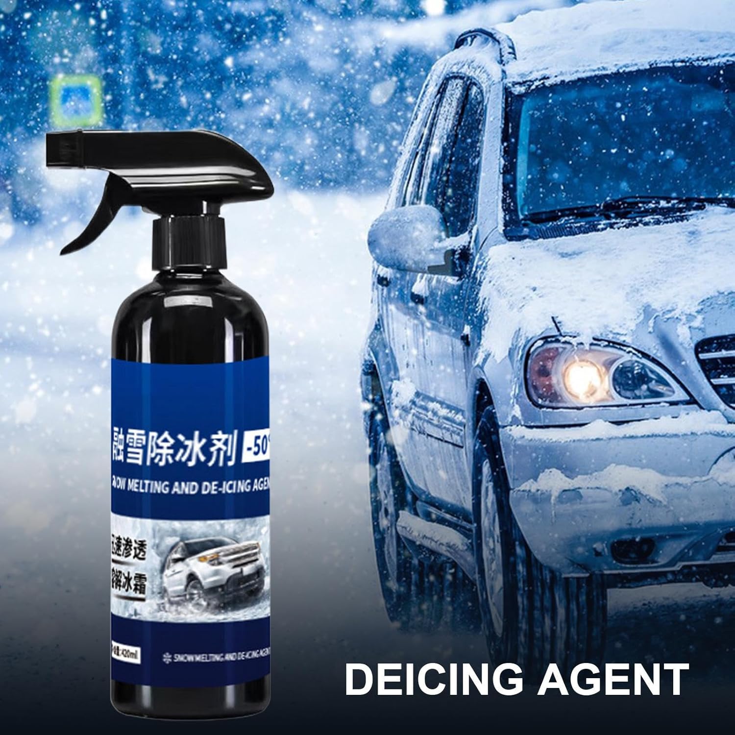 Deicer Spray for Car Windshield,420ml Anti-Freeze Fast Cleaning Agent | Snow Remover for Cars - for Winter Window Frost Refrigerator Freezer Outside Outdoor