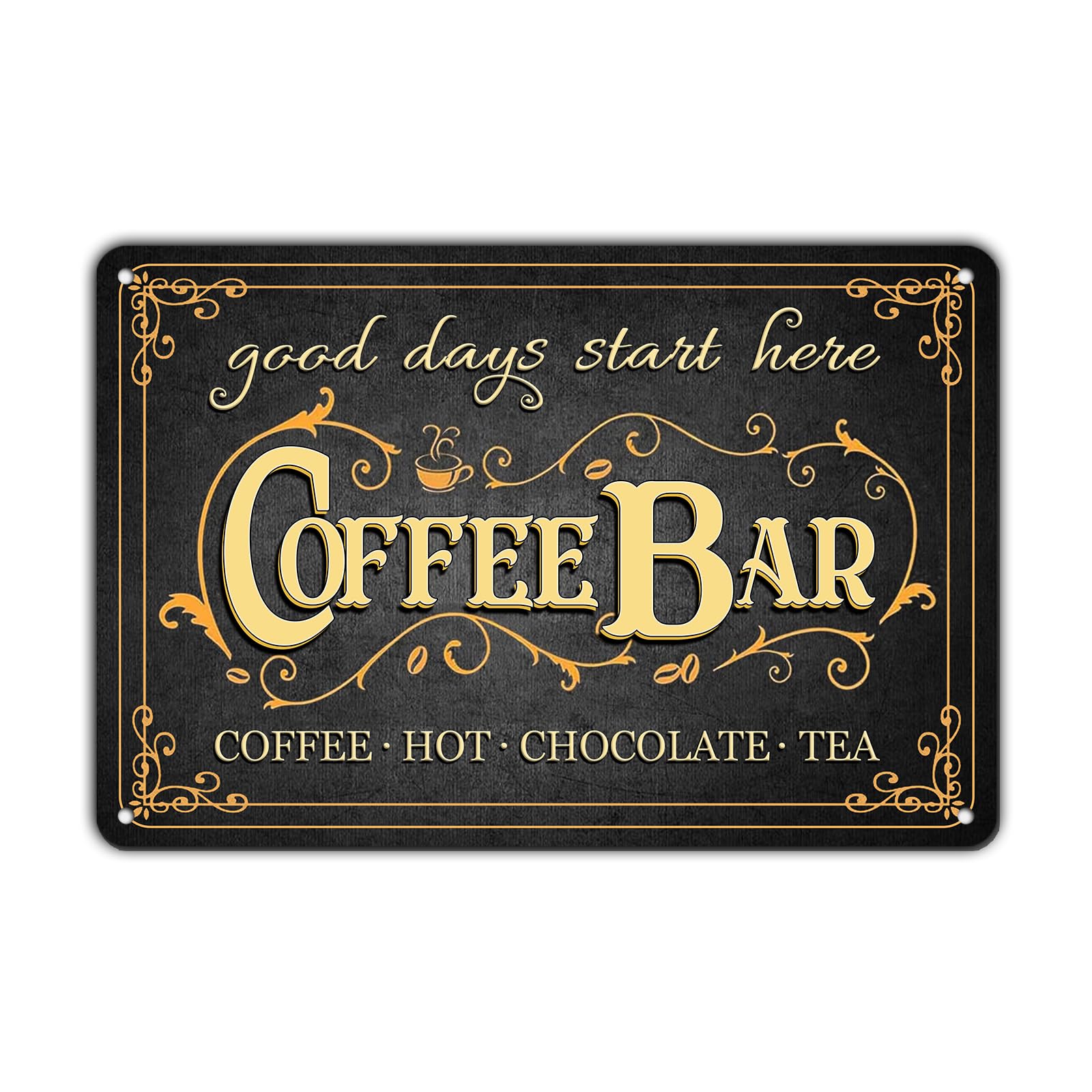 Anceky Metal Tin Sign Coffee Hot Chocolate and Tea Sign Retro Wall Decor for Home Farhouse Outside Yard Bar 12×16 Inch
