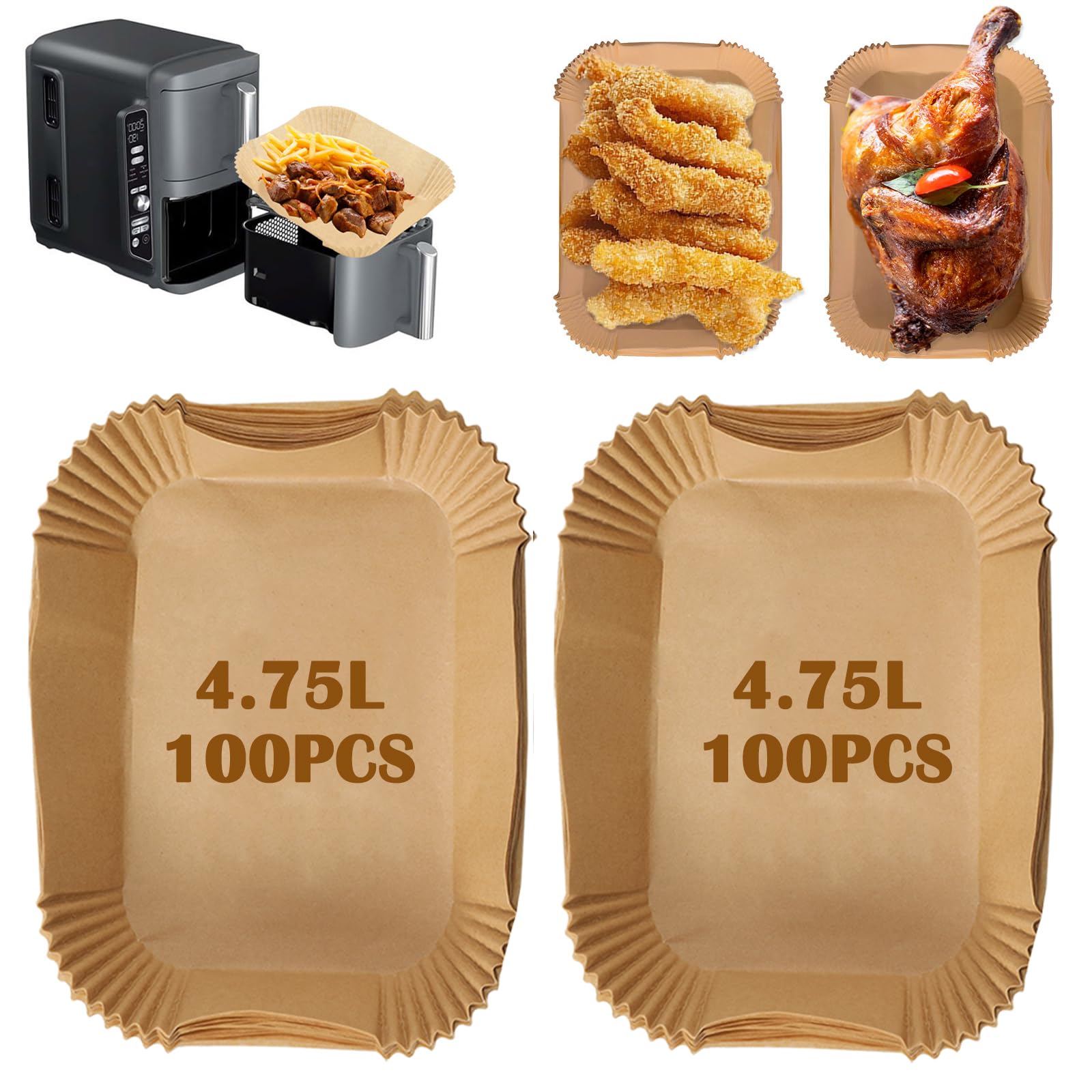 Pamatio 200pcs Ninja Double Stack XL Sl400UK 9.5L Air Fryer Paper Liners,Air Fryer Double Layer Baking Accessories for AF300UK, AF400UK,Salter, Tower, and Other Dual Zone Air Fryer