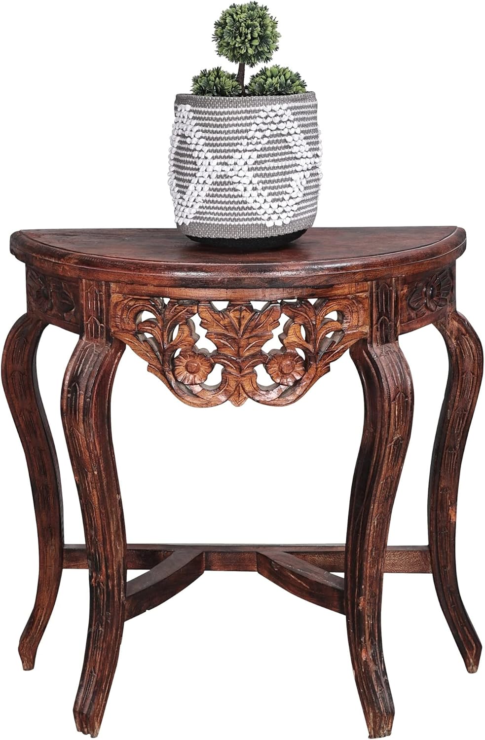 Exotic India Hand Braided Cotton Crochet Pattern Tabletop Basket - Pure Cotton Cord - Color Flint Gray