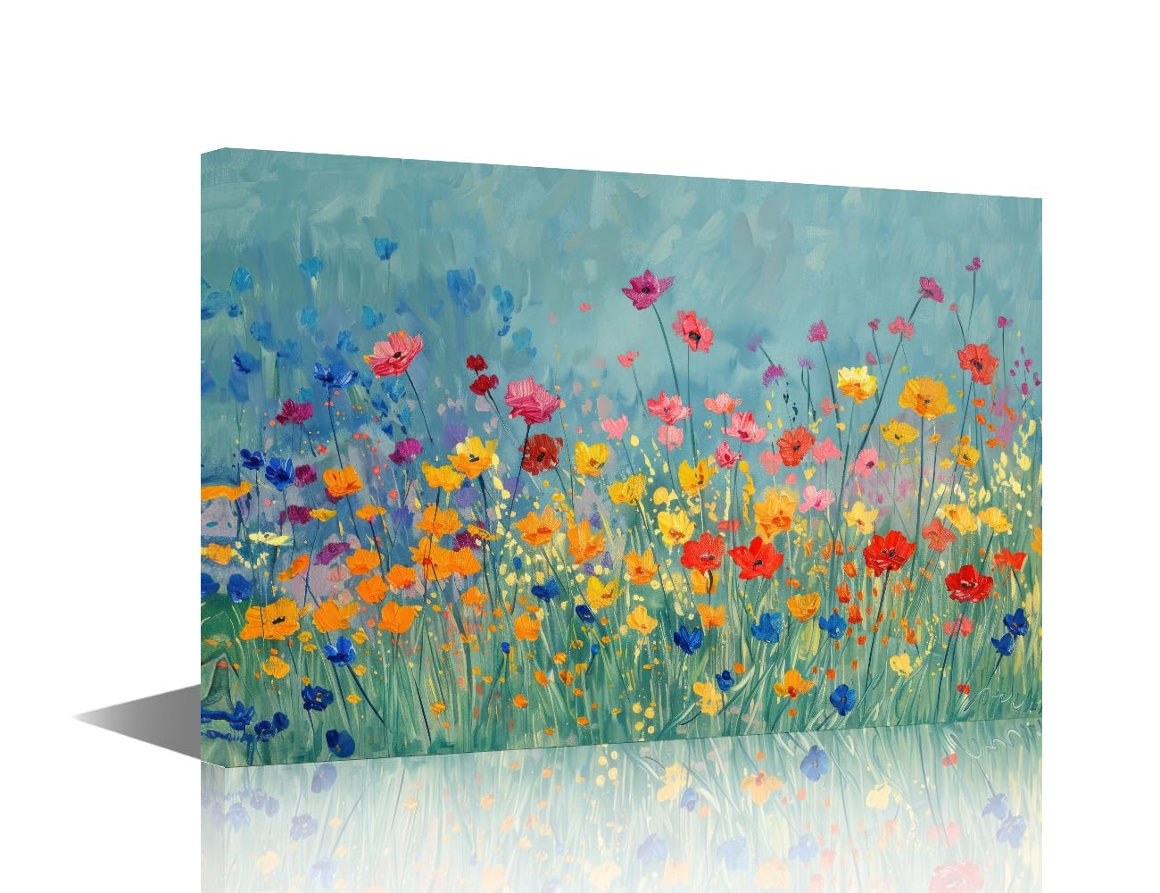 TISHIRON Colorful Flowers Wall Art for Living Room Botanical Canvas Wall Art Wildflowers Pictures Posters Bloom Plant Modern Decor for Bedroom Office Paintings Giclee Framed Ready to Hang, 18x12in
