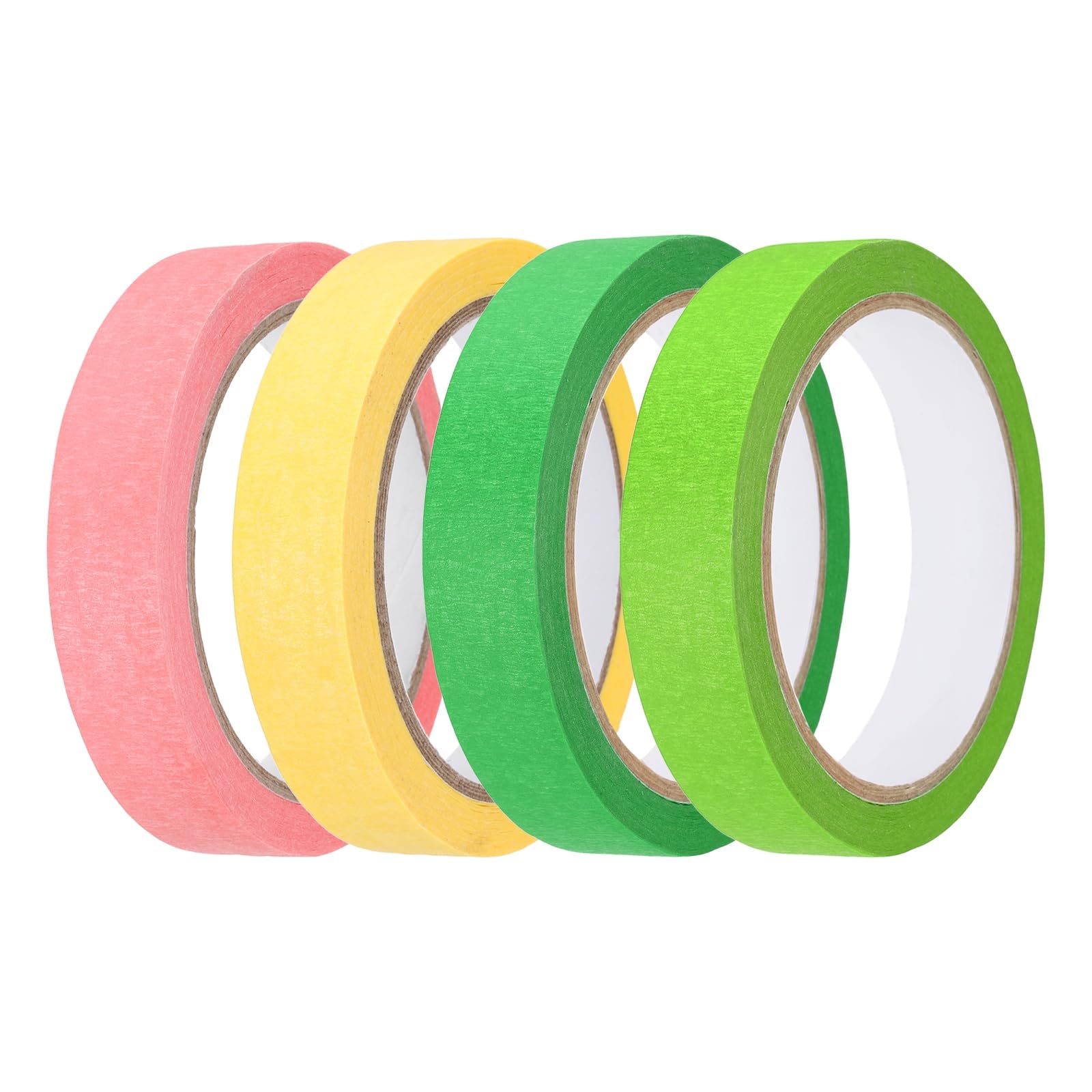 sourcing map 4pcs 20mm x 20 Meters Colored Masking Tape Universal Crepe Paper Colorful Masking Painter Tape for Art Drawing DIY Handcraft Sealing, Green Pink Yellow โ image 1