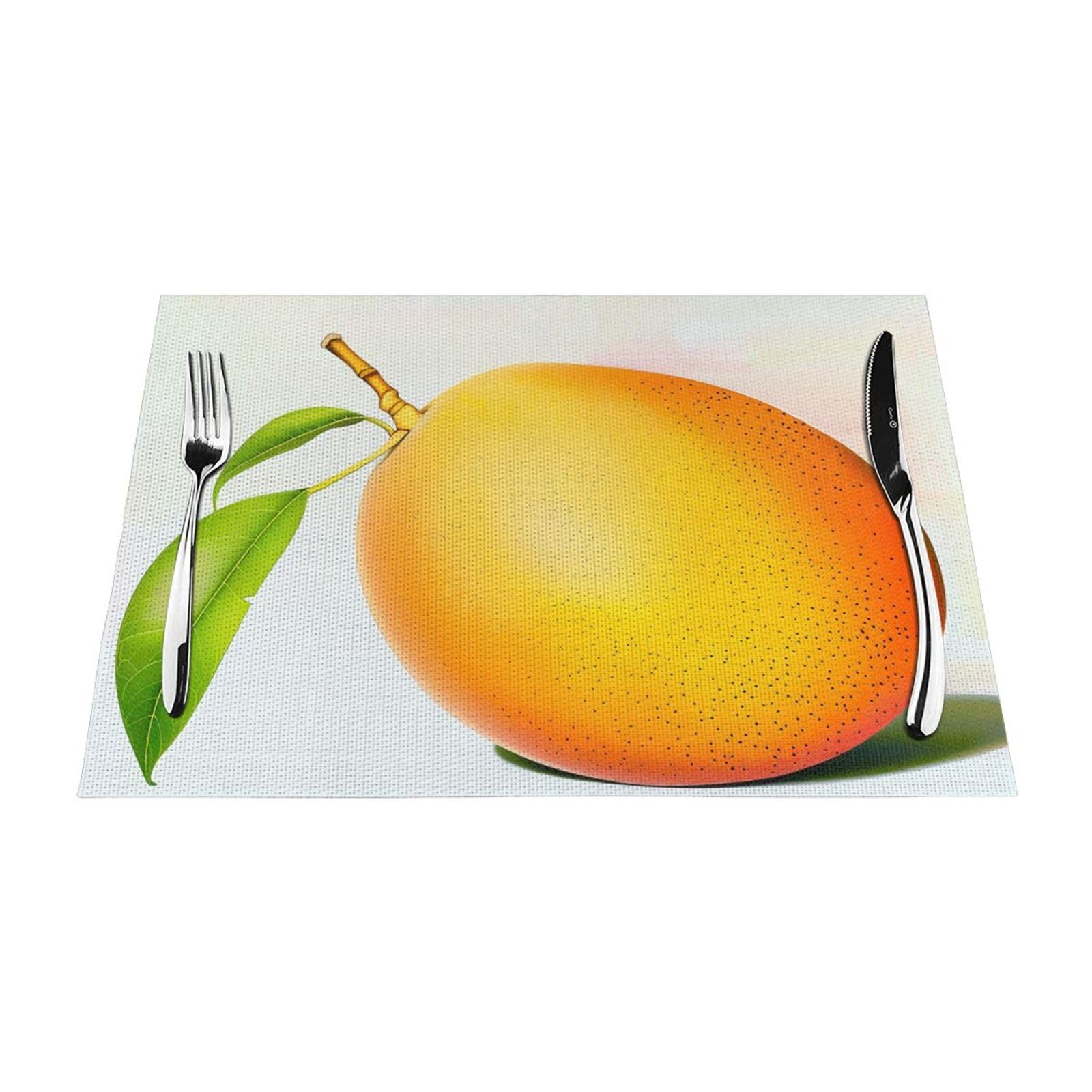 Mango Printed PVC Placemat 4 PCS for Kitchen Dining Table Heat-resistand Washable Table Mats 18x12 in
