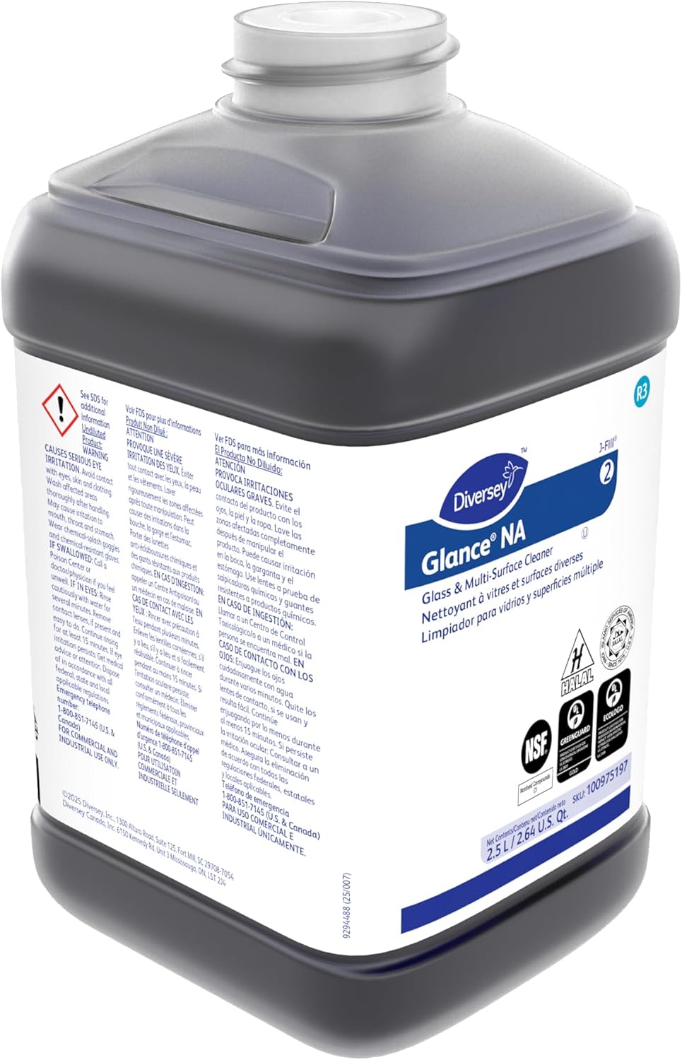 Glance 100975197 Non-Ammoniated Glass & Multi-Surface Cleaner, for Streak Free Windows, JFill Concentrate, 2.5-Liter (Pack of 2)