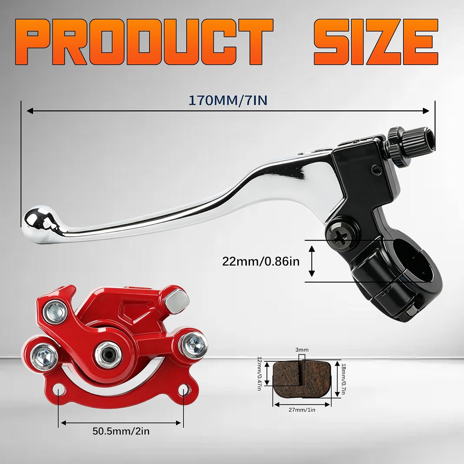 JINGKE Mini Bike Brake Lever and RED Rear Brake Caliper Coleman CT100U CC100X Baja DB30 Motovox MBX11 MBX10 MMB80 MMB105 97cc 79cc 100cc Powersports Parts