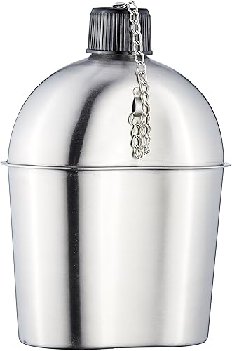 Miniatura 6 de DARTMOOR G.I. Ejército de acero inoxidable cantina militar con taza y cubierta de nylon verde cinturón para acampar senderismo