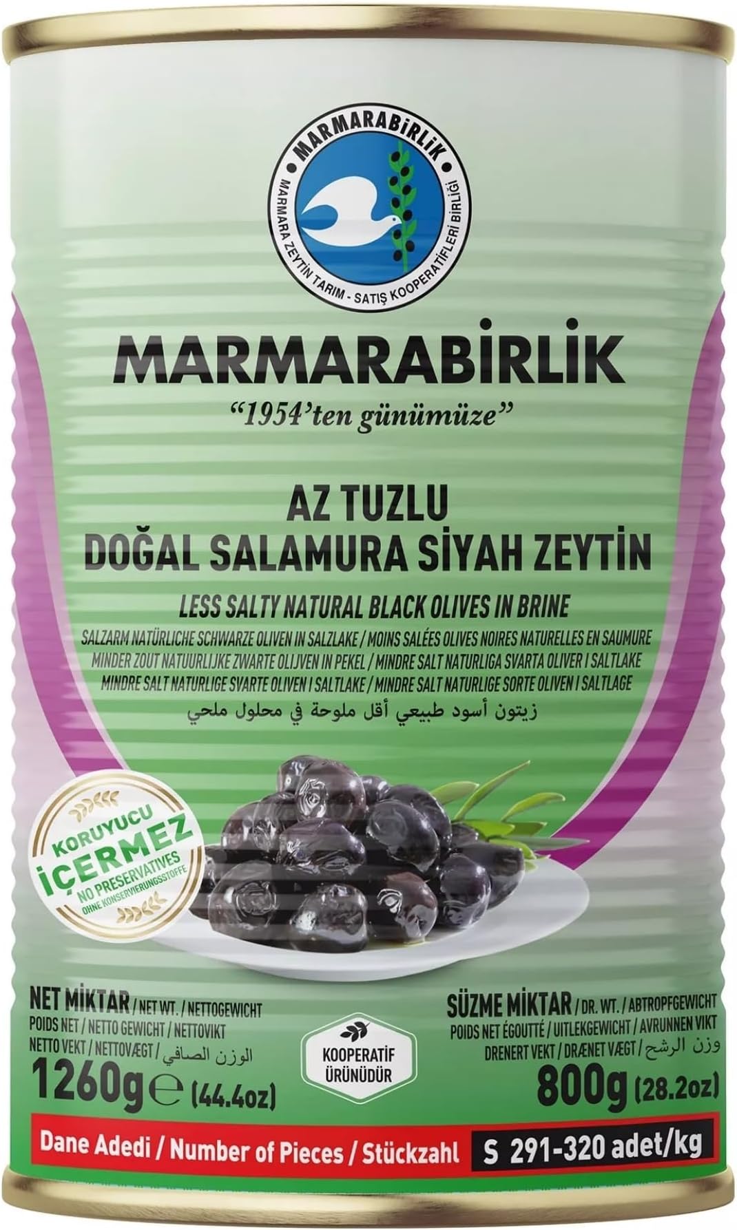 Black Olives Canned, Turkish Pickled Olives, Less Salty, Vegan & Mediterranean Flavor, Perfect for Snacking, Salads & Mezze Platters, Kosher, Halal, Small, 28.2oz (800g)