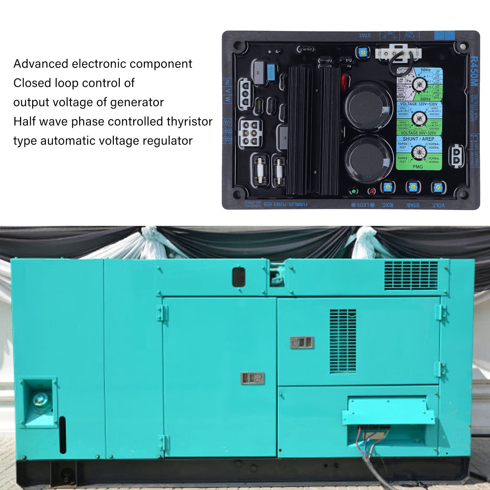 Regulador de Voltaje Automático Generador Diésel AVR Excelente Rendimiento para Control de Potencia Estable Salida de Campo Magnético Protección Ajustable para Accesorios de Grupos Electrógenos