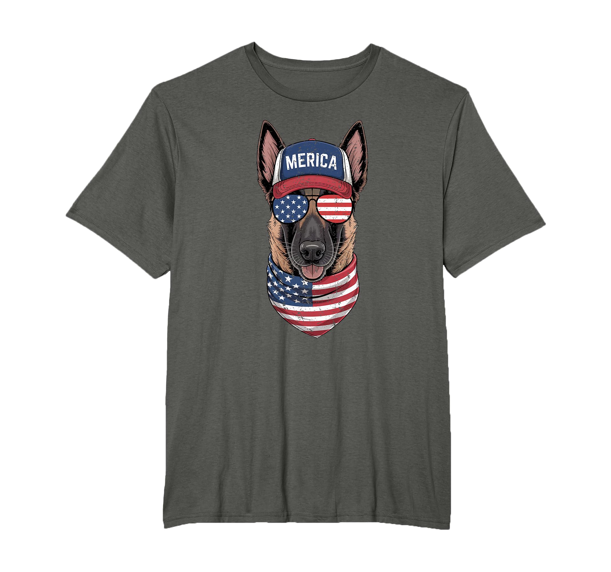 Belgian Malinois 4th of July US American Flag Dog Patriotic T-Shirt