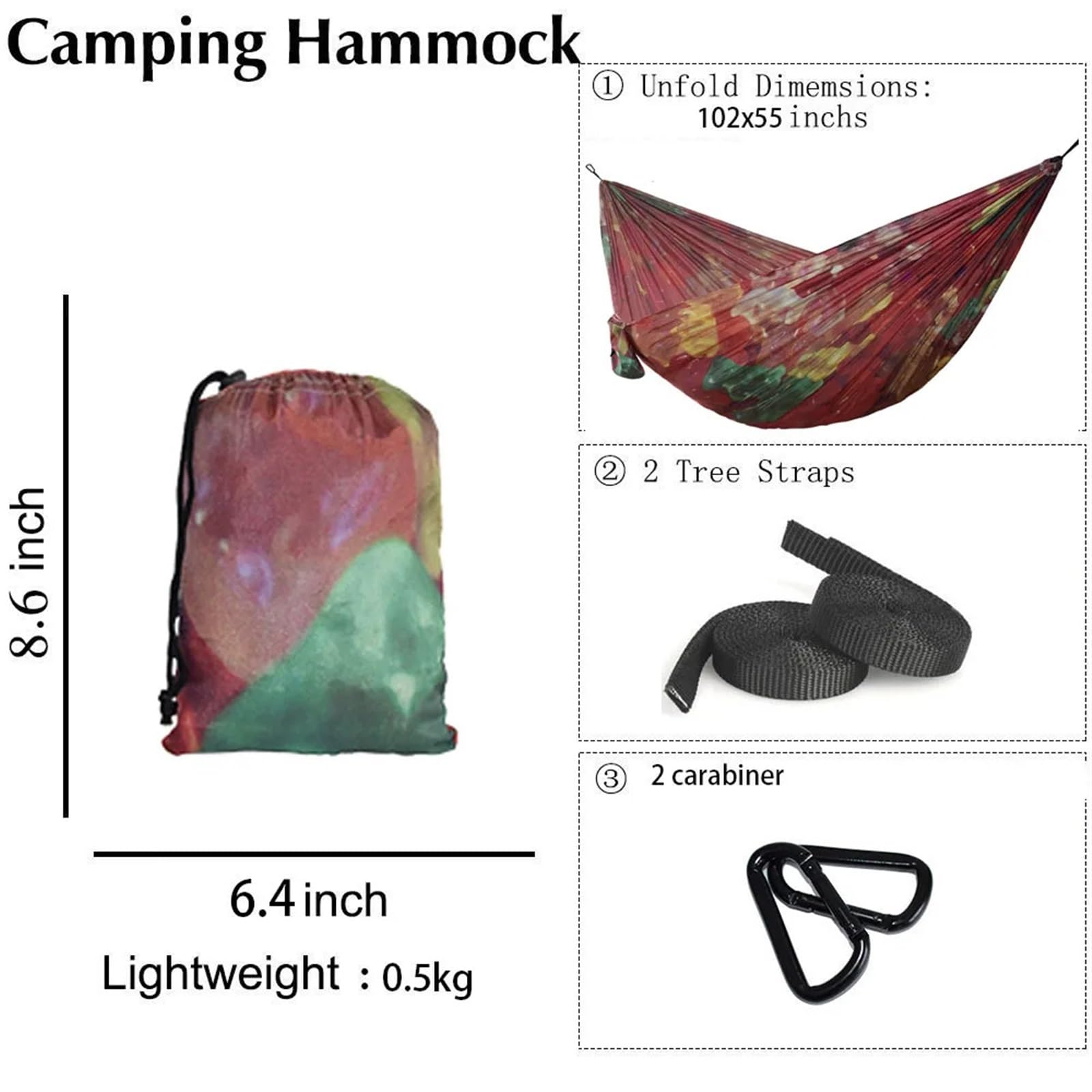 Amaca Kit for Appendere Amaca Portatile for Avventure all'Aria Aperta Zaino in Spalla da Viaggio in Nylon Doppio per l'escursionismo, Il Campeggio